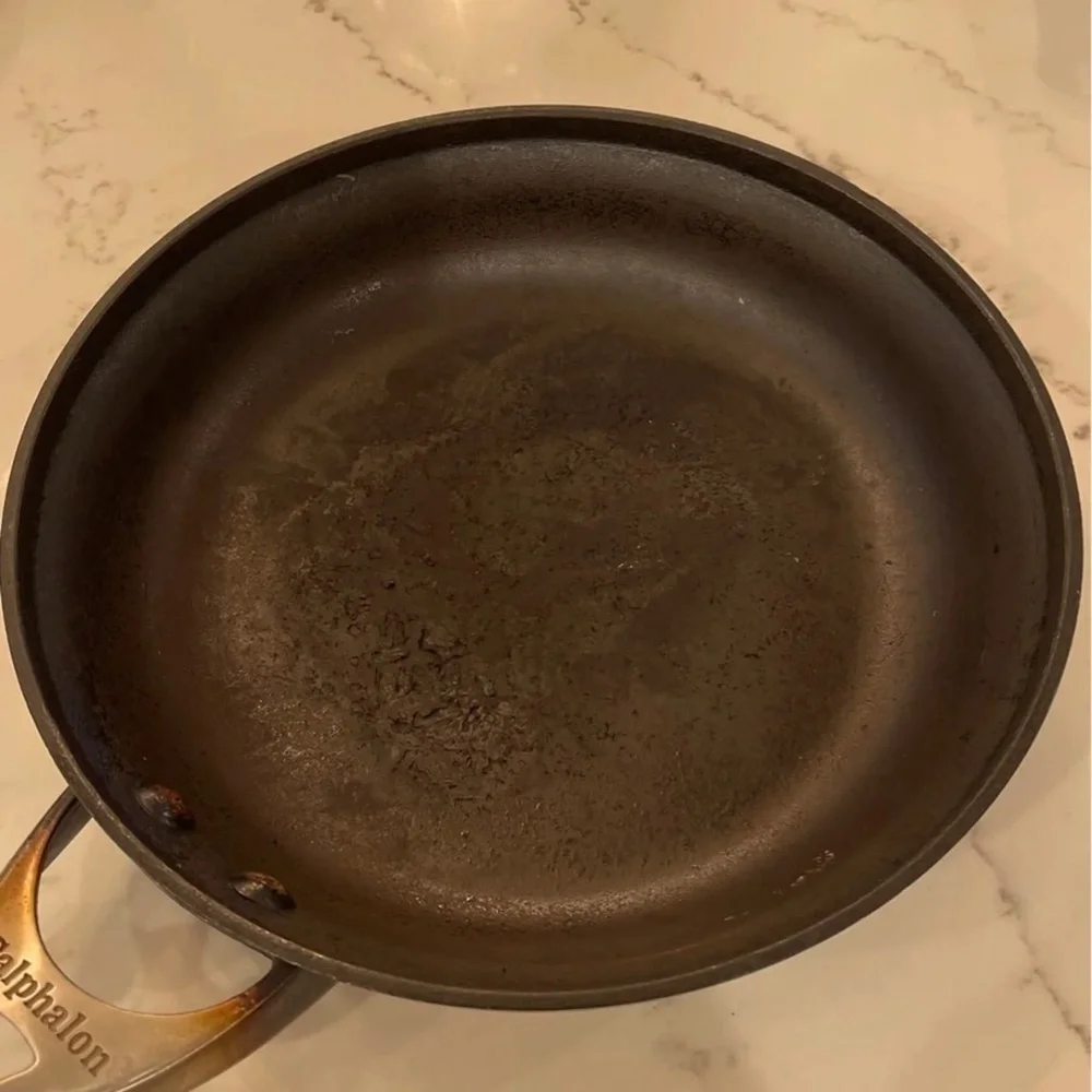3 pre-loved sauté pans (calphalon and Cuisinart)